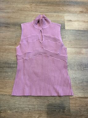 bebe Ribbed Mock Neck Tank Top - Mauve Pink Size medium romantic fairy